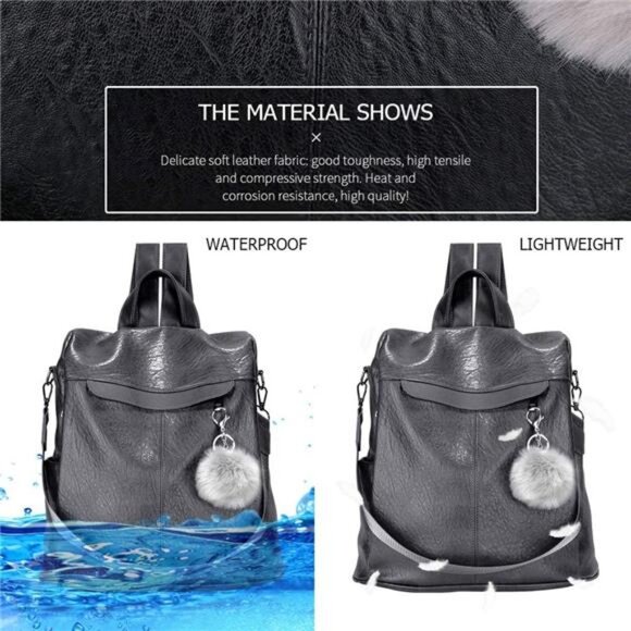 Women Backpack Purse Fashion Waterproof Anti-theft PU Leather Nylon Shoulder main image 2